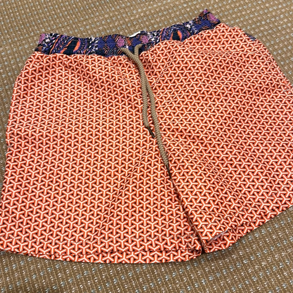 Men’s bathing bc suit orange pattern size small maaji